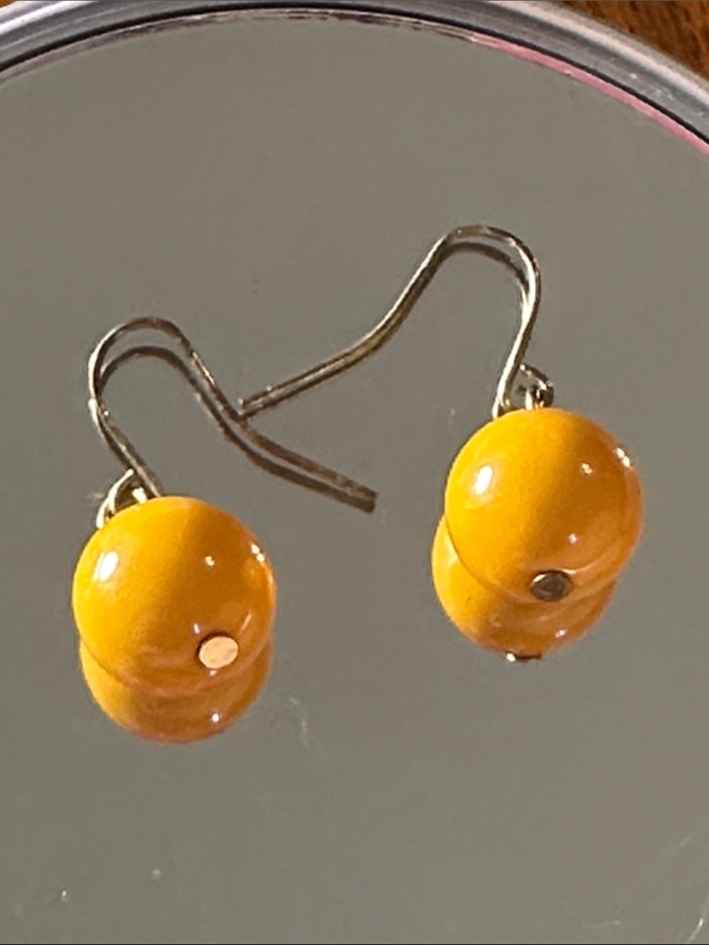 Vintage Mustard Yellow Bead Drop Earrings